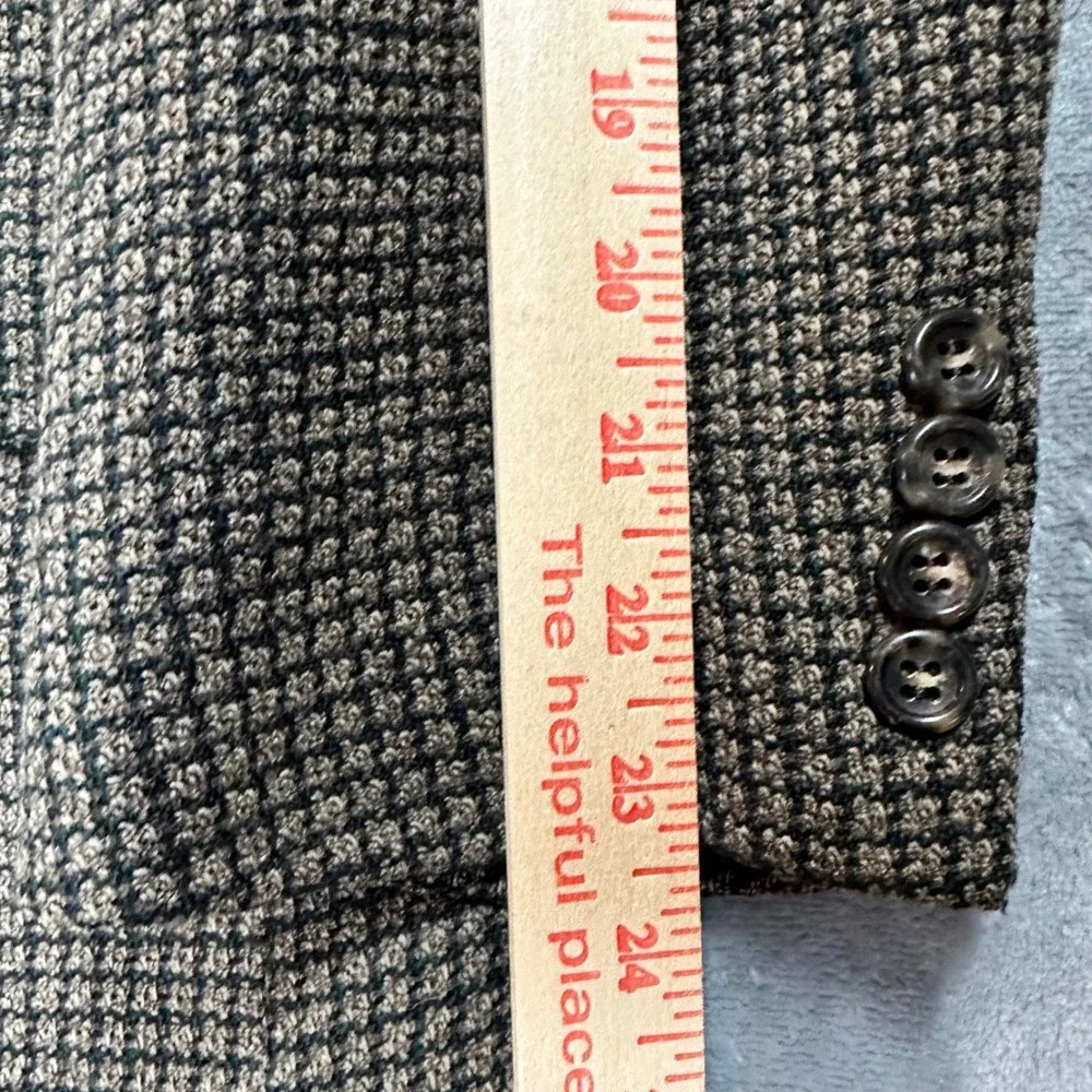 Hugo Boss Poseidon Blazer Mens 46R Brown Green Wool Micro Check Sport Coat